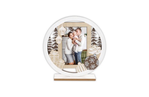 Christmas "Jarbo" Wooden Round 4x6 Photo Frame